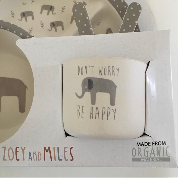 NEW Kids 5pc Dinner Set Food Safe Dishwasher Safe Elephant Theme Gray - Picture 4 of 9